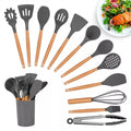 Kit 12 Peças Colher para Cozinha Silicone BPA Antiferrugem Utensílios de Cozinha Jogo de Colher